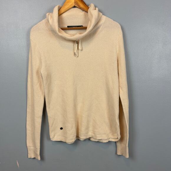 Lauren Ralph Lauren 100% Cotton Cowl Neck Sweater Waffle Knit Breathable Cozy Sm - Picture 1 of 8